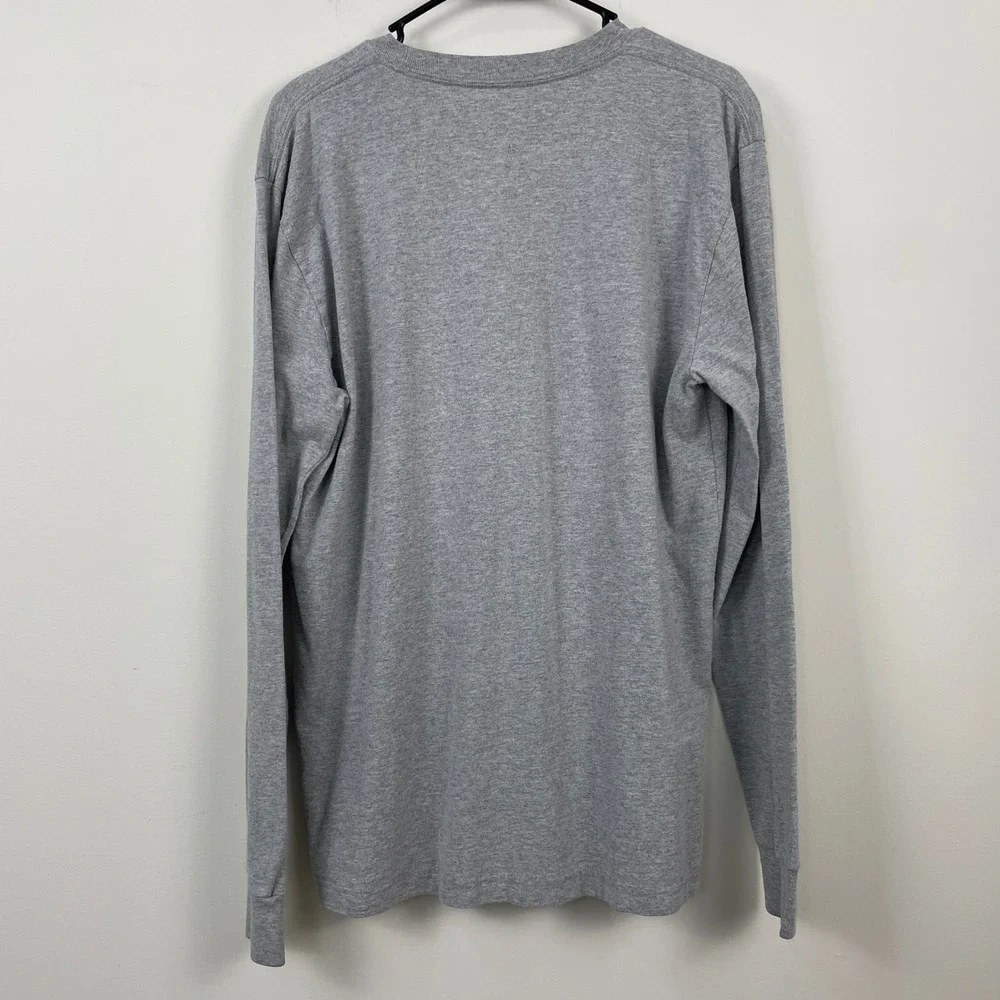 The North Face Mens Gray Blue Logo‎ Long Sleeve T-Shirt Size Large